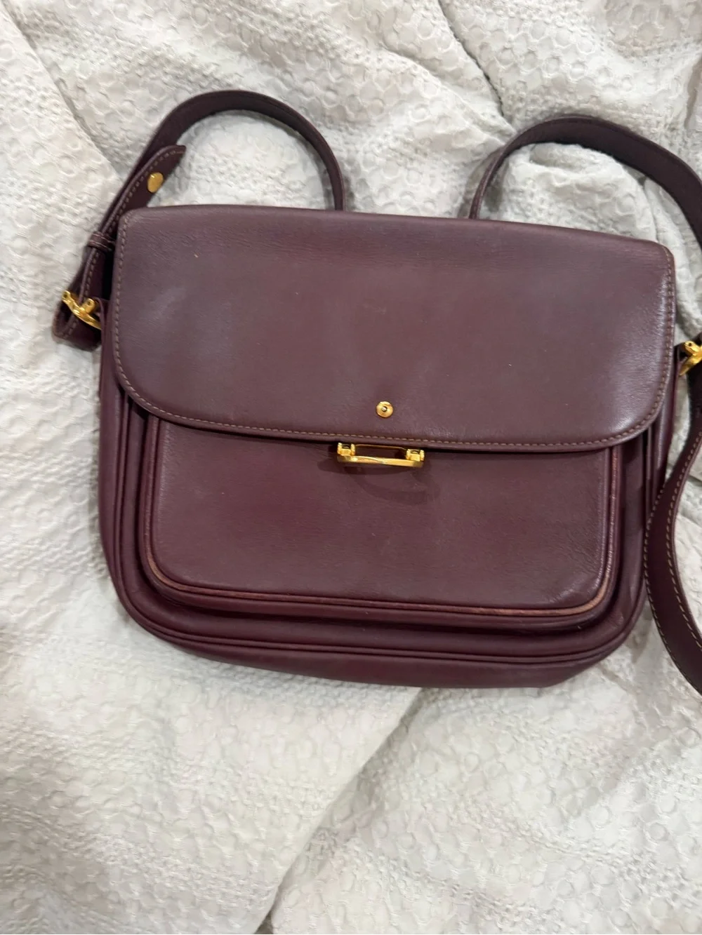 Vintage Cartier Must Line Shoulder Bag in Bordeaux leather, USED